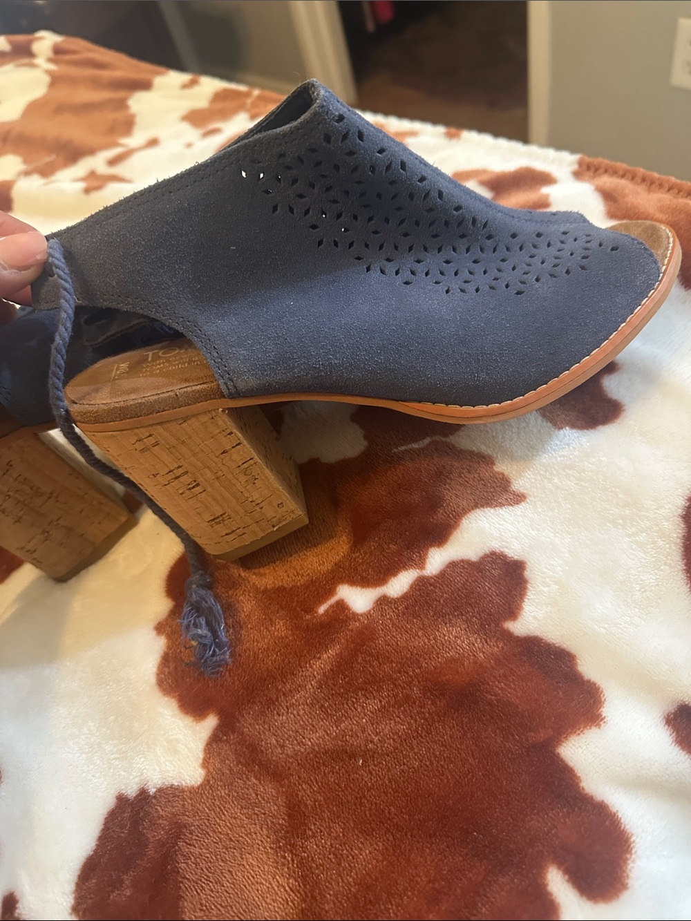 Women’s Navy Suede Open-Toe Block Heel Sandals